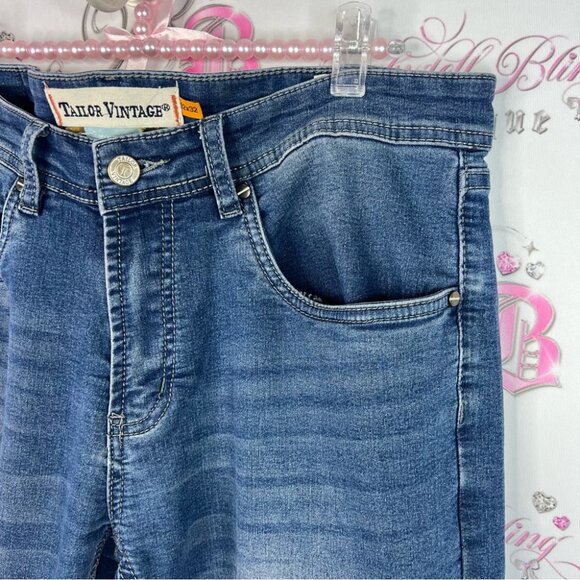 Tailor Vintage pants denim Men's Dark Blue Slim Straight Jeans - Picture 3 of 10